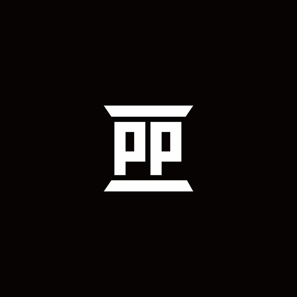 pp-Logo-Monogramm mit Säulenform-Designvorlage vektor