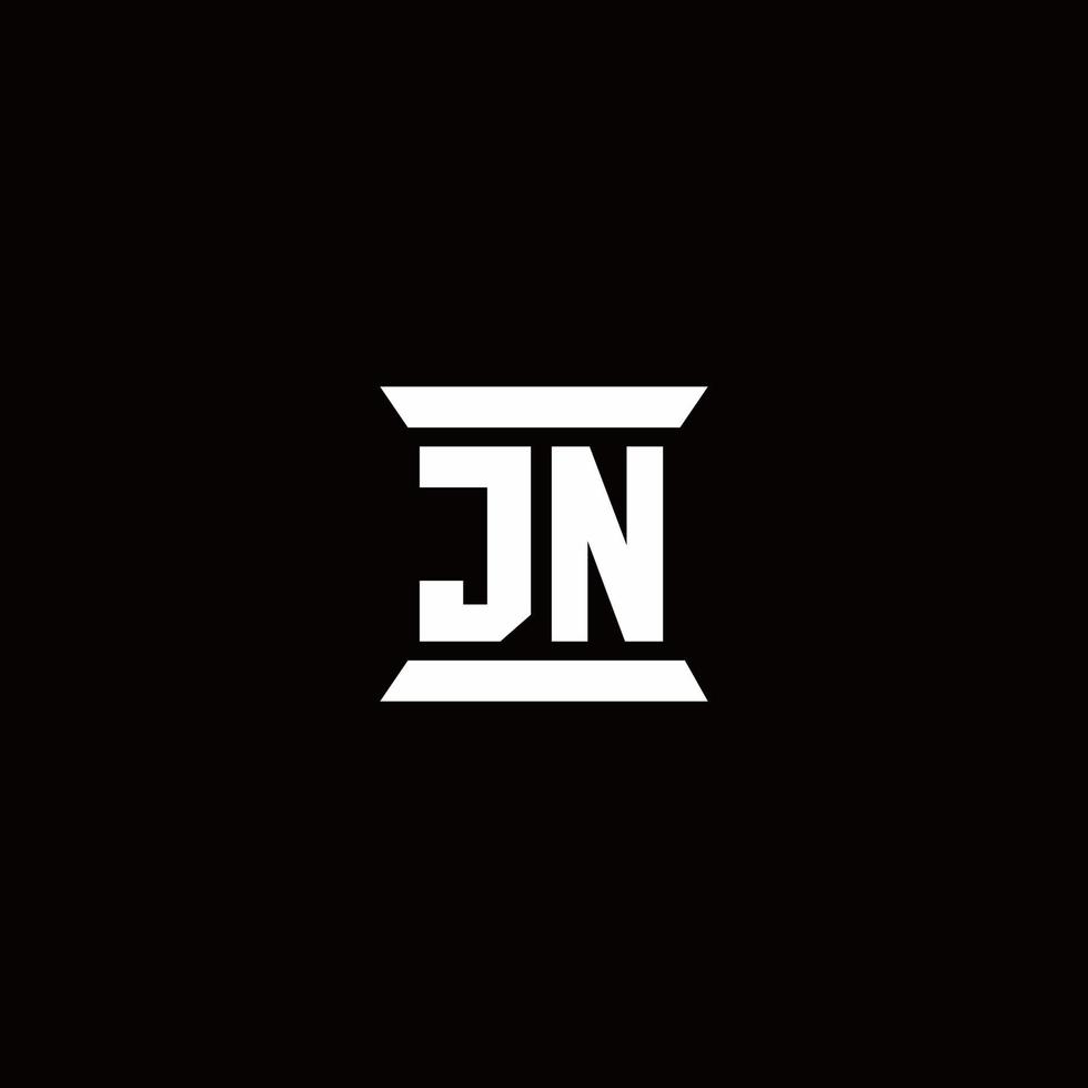 jn-Logo-Monogramm mit Säulenform-Design-Vorlage vektor