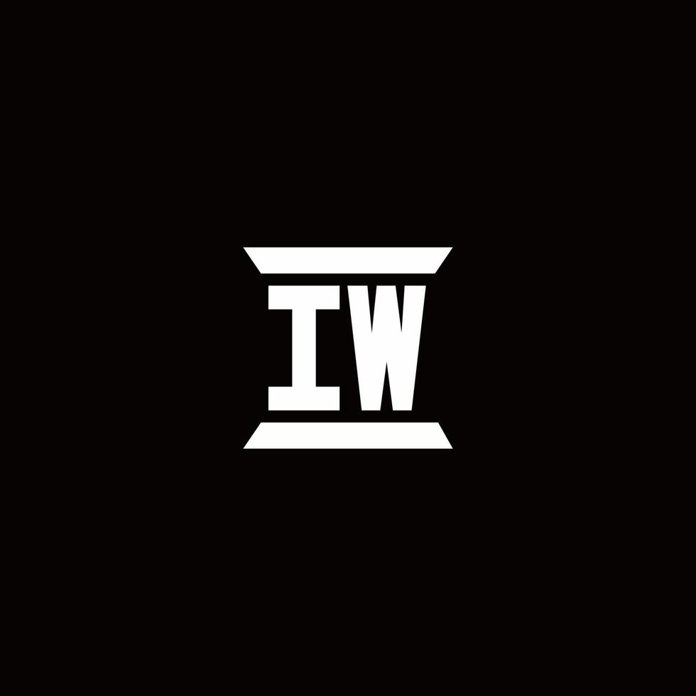 iw-Logo-Monogramm mit Säulenform-Design-Vorlage vektor