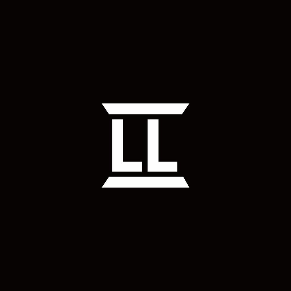ll logotyp monogram med pelare form mall vektor