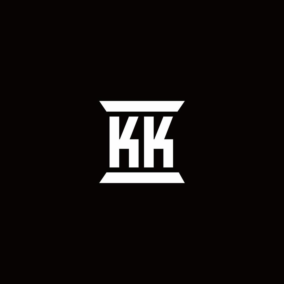 kk logotyp monogram med pelare form mall vektor