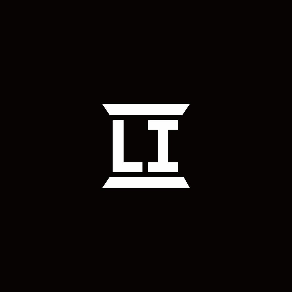 li-logotyp monogram med pelarformmall vektor