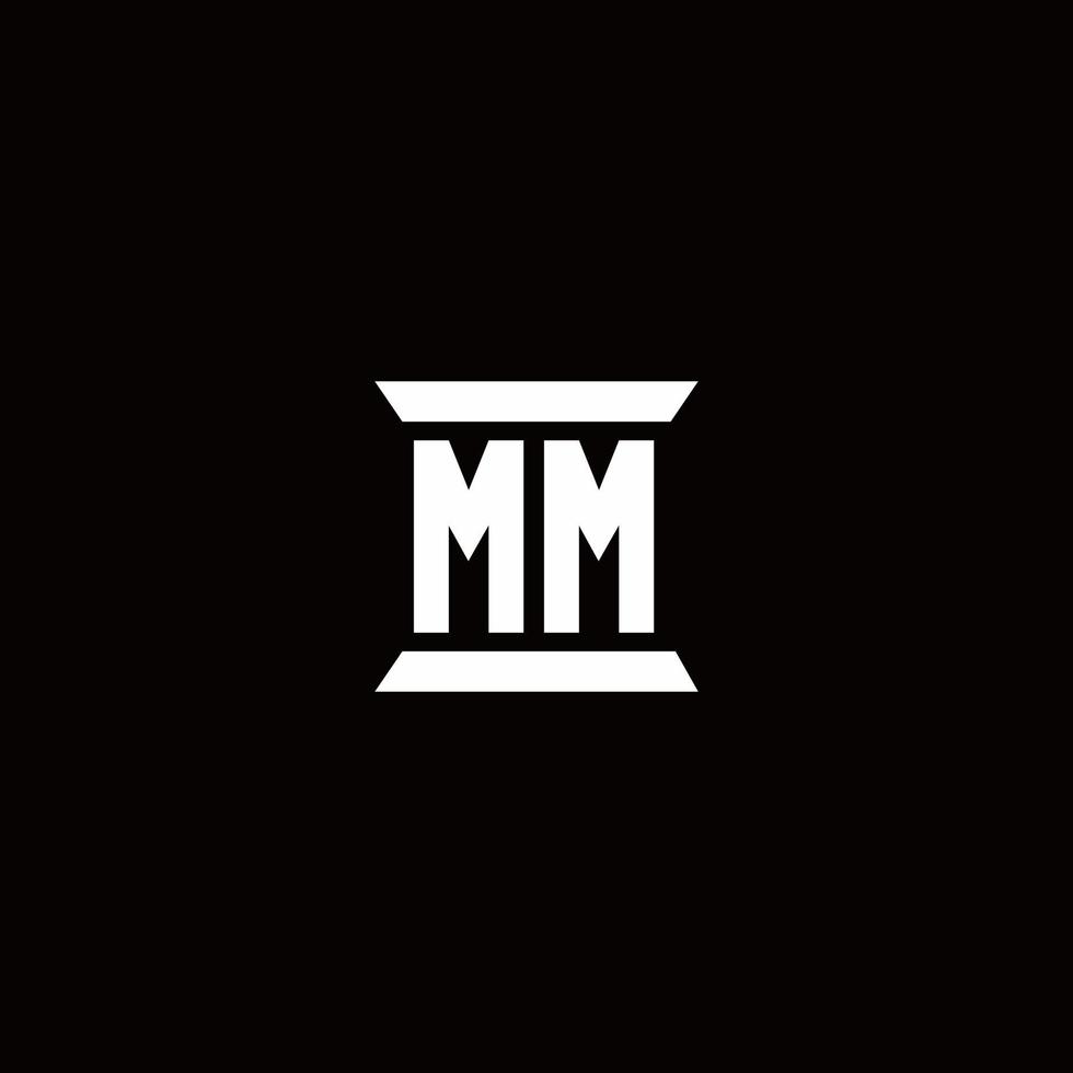 mm Logo-Monogramm mit Säulenform-Designvorlage vektor