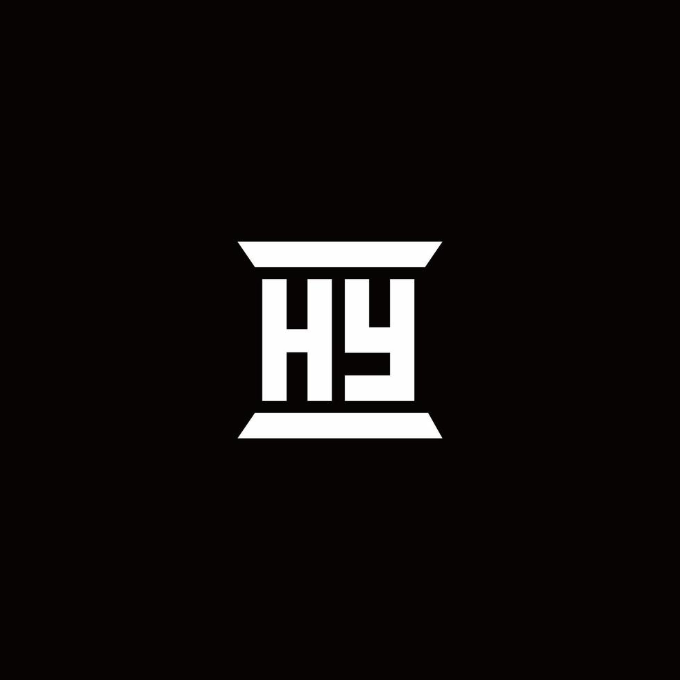 hy logotyp monogram med pelare form design mall vektor