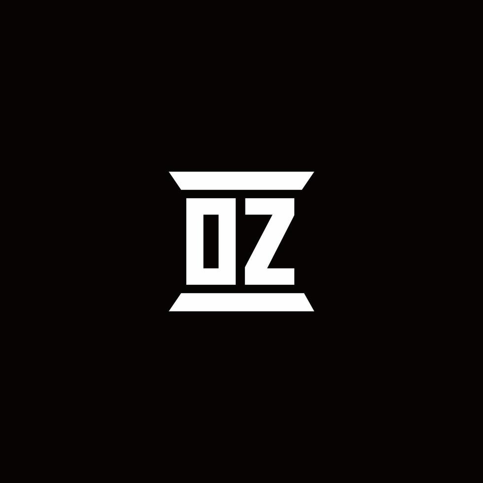 oz-Logo-Monogramm mit Säulenform-Design-Vorlage vektor