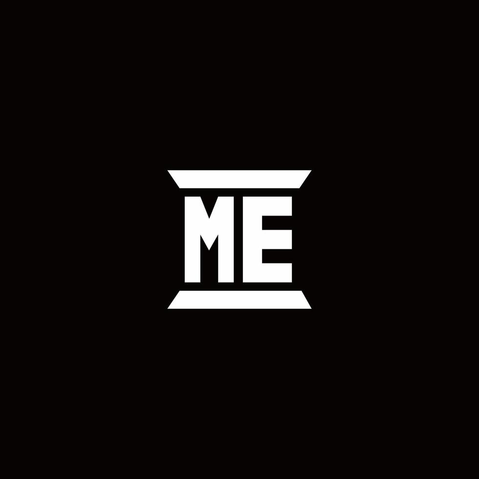 me Logo-Monogramm mit Säulenform-Design-Vorlage vektor