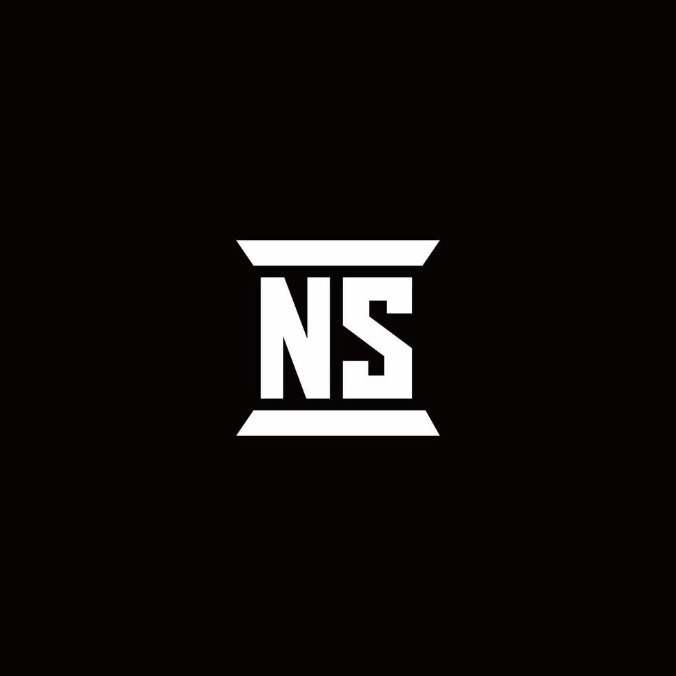 ns-Logo-Monogramm mit Säulenform-Design-Vorlage vektor