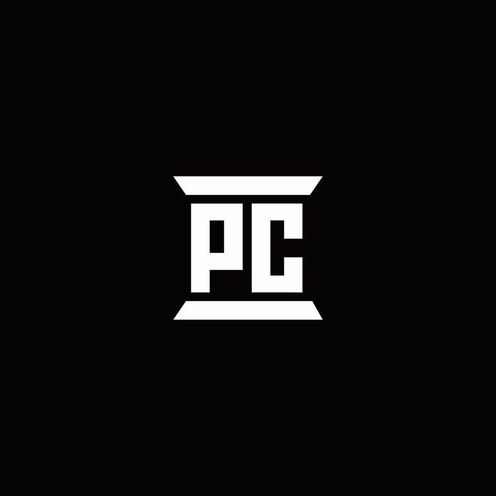 PC-Logo-Monogramm mit Säulenform-Design-Vorlage vektor