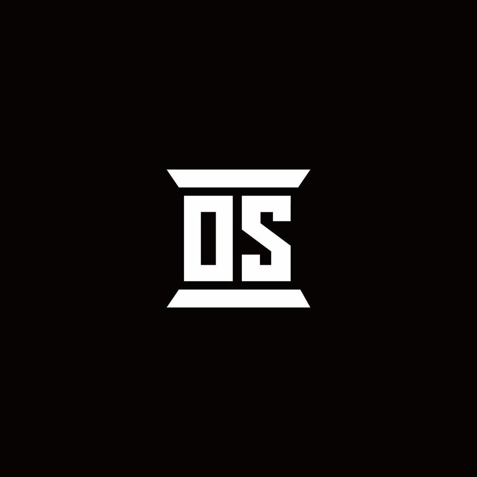 OS-Logo-Monogramm mit Säulenform-Design-Vorlage vektor