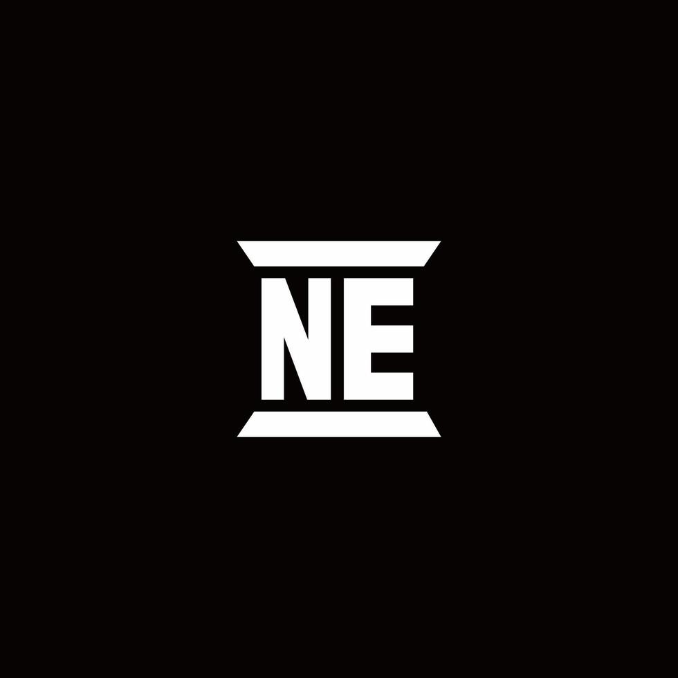 ne Logo-Monogramm mit Säulenform-Design-Vorlage vektor