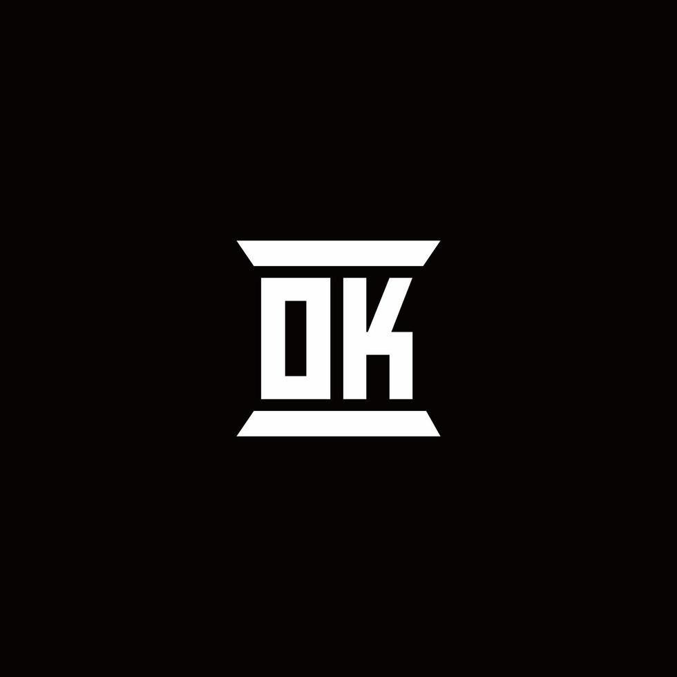 ok Logo-Monogramm mit Säulenform-Design-Vorlage vektor