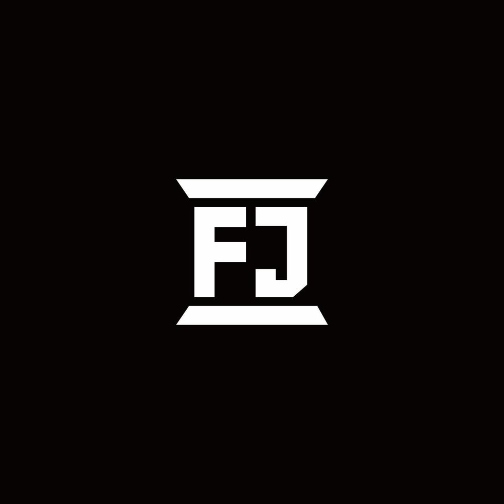 fj-Logo-Monogramm mit Säulenform-Design-Vorlage vektor