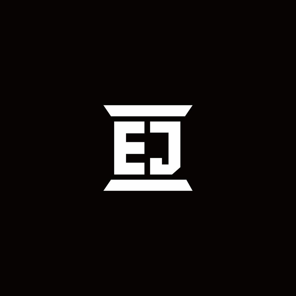 ej-logo-monogramm mit säulenform-designschablone vektor