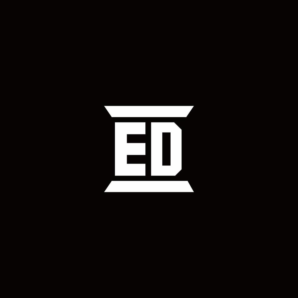 ed-Logo-Monogramm mit Säulenform-Design-Vorlage vektor