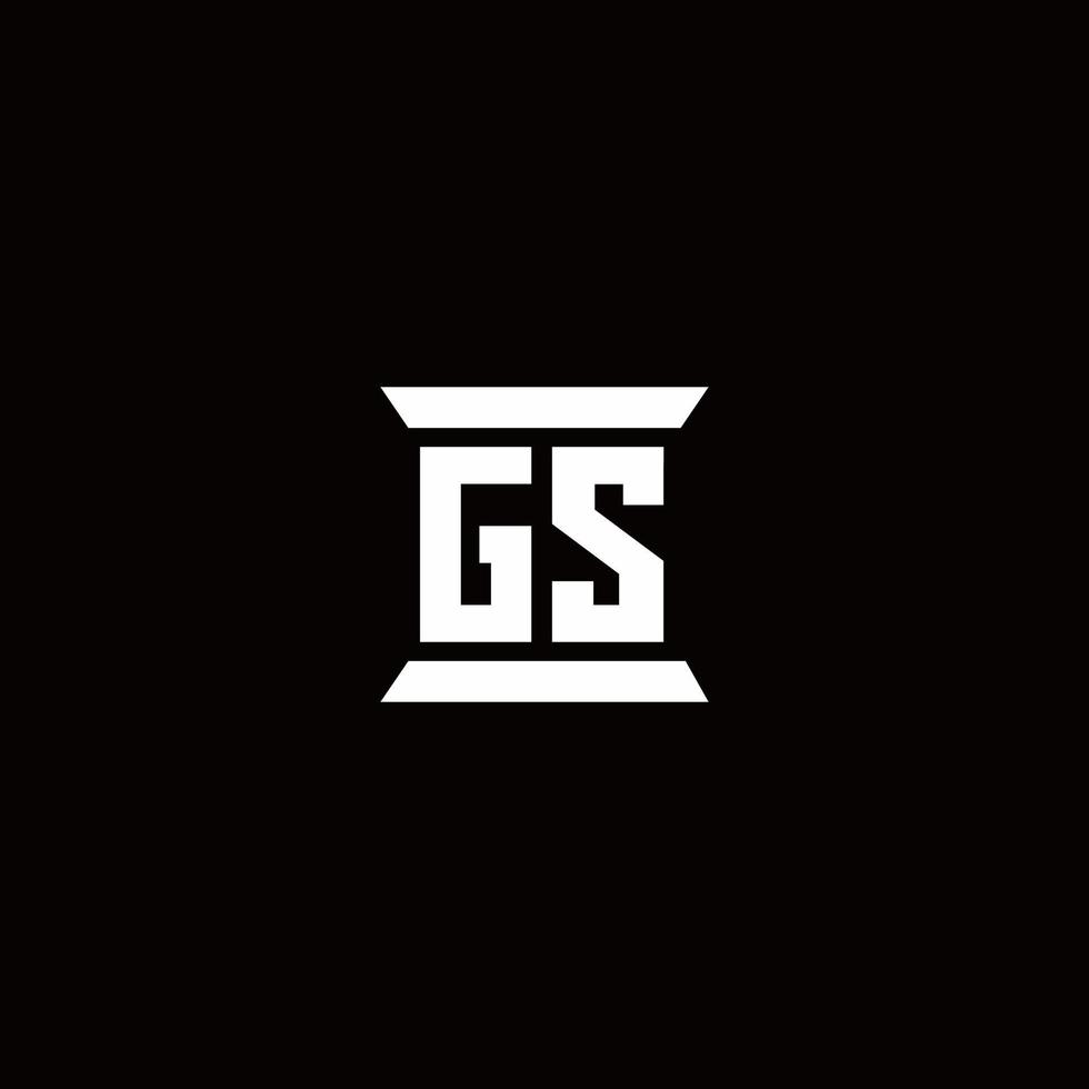 gs-Logo-Monogramm mit Säulenform-Design-Vorlage vektor