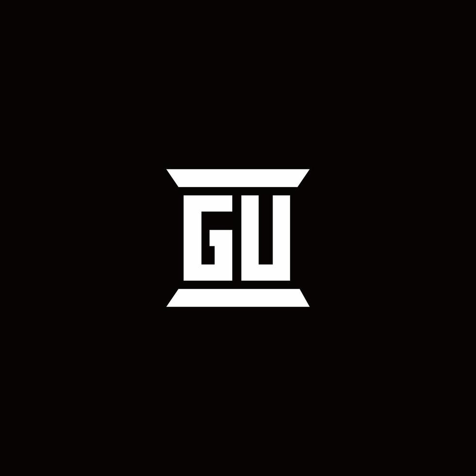 gu-Logo-Monogramm mit Säulenform-Design-Vorlage vektor