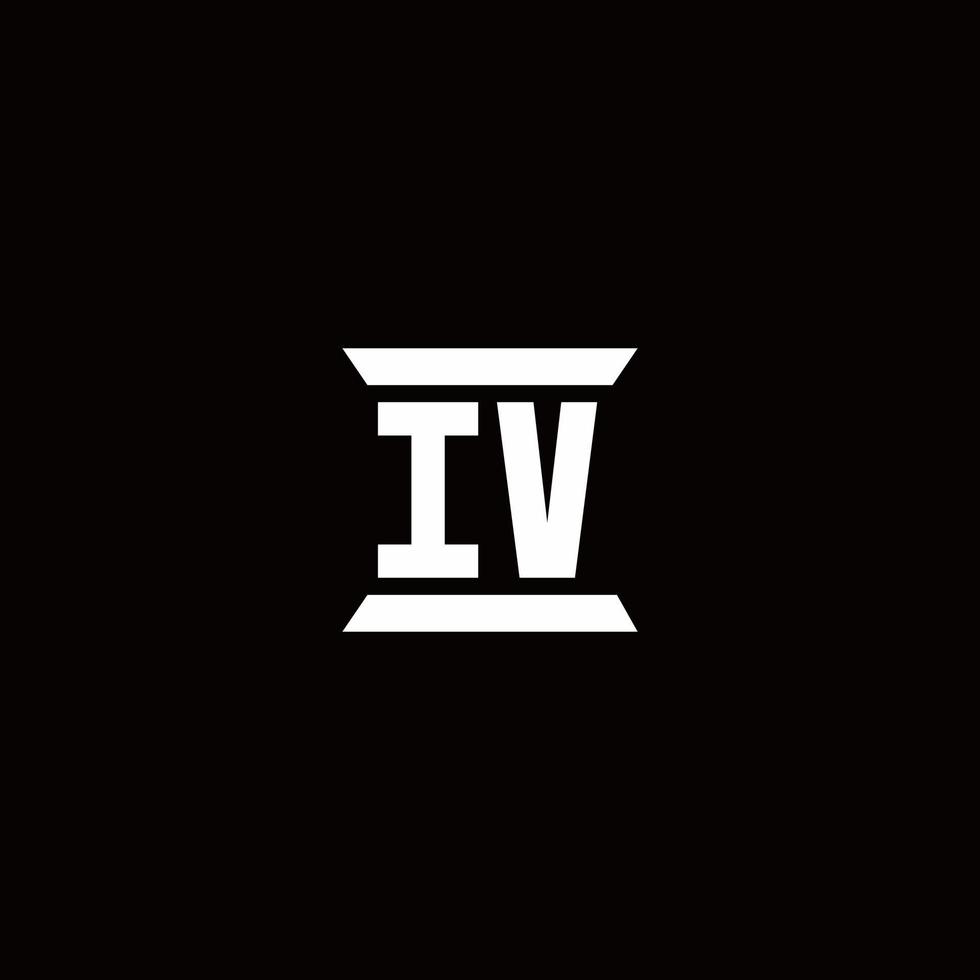 iv Logo-Monogramm mit Säulenform-Design-Vorlage vektor