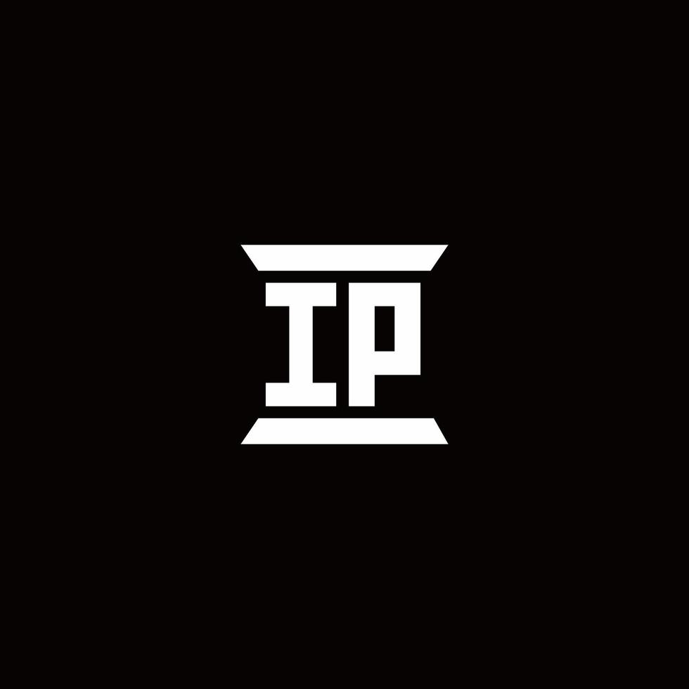 IP-Logo-Monogramm mit Säulenform-Design-Vorlage vektor