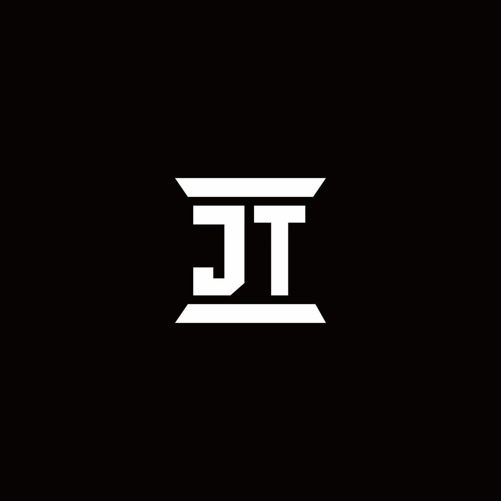 jt-Logo-Monogramm mit Säulenform-Design-Vorlage vektor