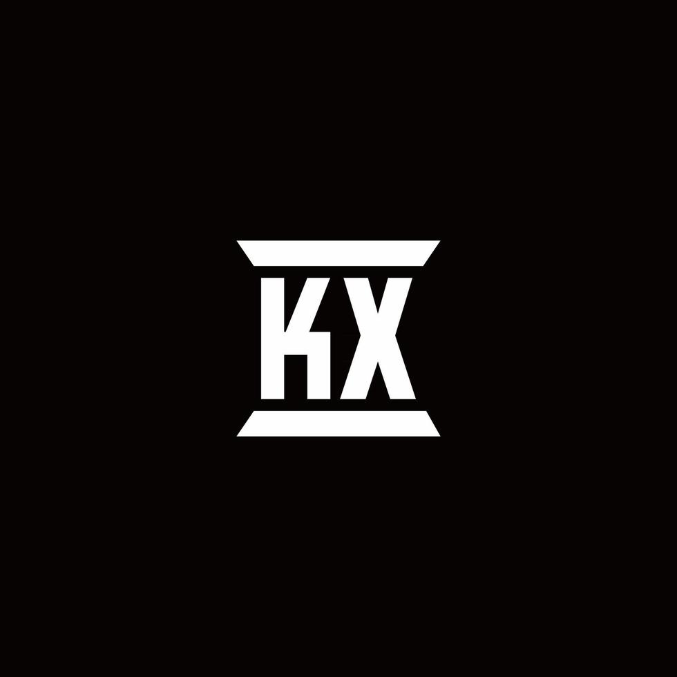 kx logotyp monogram med pelarform designmall vektor