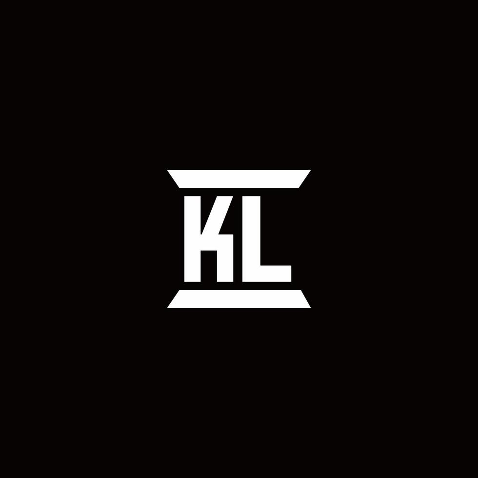 kl-logotypmonogram med mallen för pelarform vektor