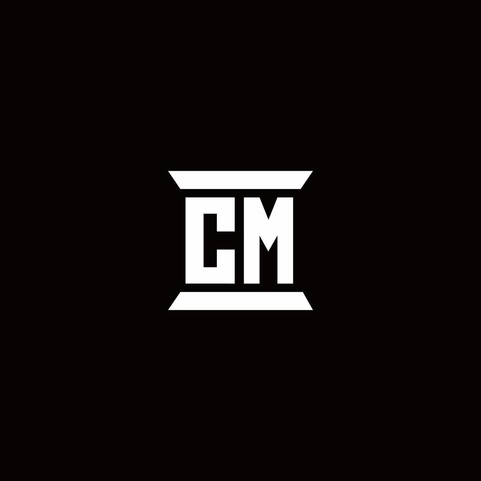 cm logotyp monogram med pelare form mall vektor