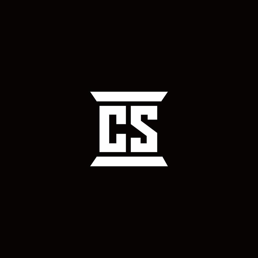 cs-Logo-Monogramm mit Säulenform-Design-Vorlage vektor