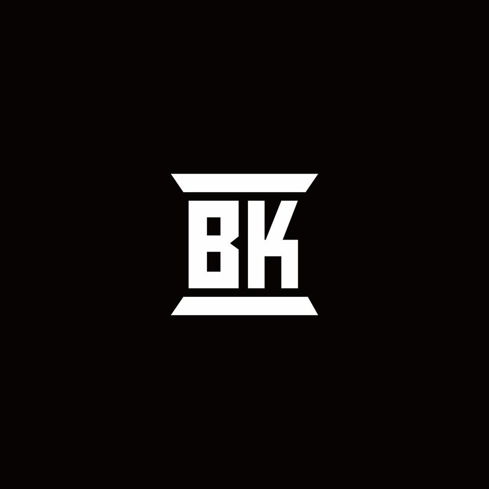 bk-Logo-Monogramm mit Säulenform-Design-Vorlage vektor