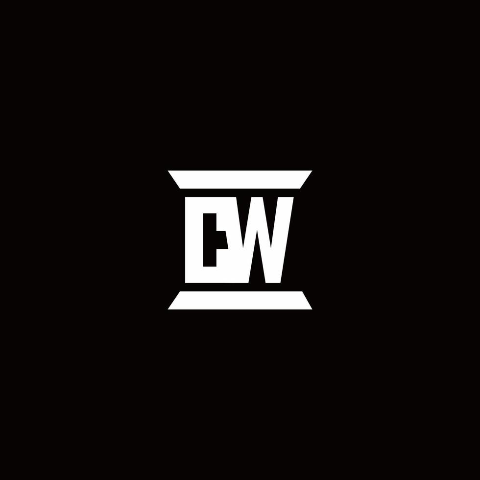 cw-Logo-Monogramm mit Säulenform-Design-Vorlage vektor