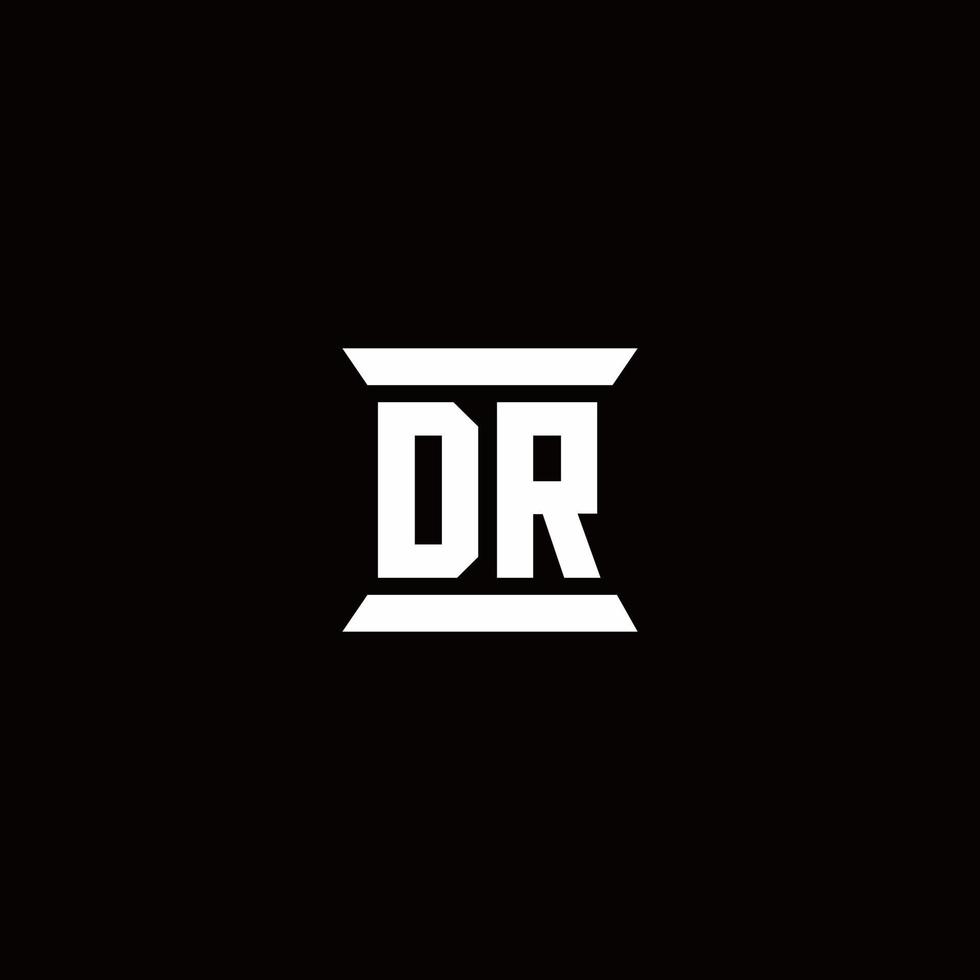 dr Logo-Monogramm mit Säulenform-Design-Vorlage vektor