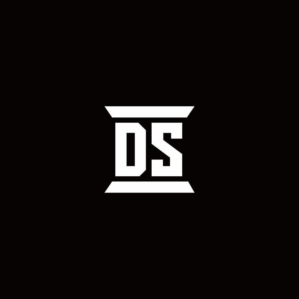 DS-Logo-Monogramm mit Säulenform-Design-Vorlage vektor