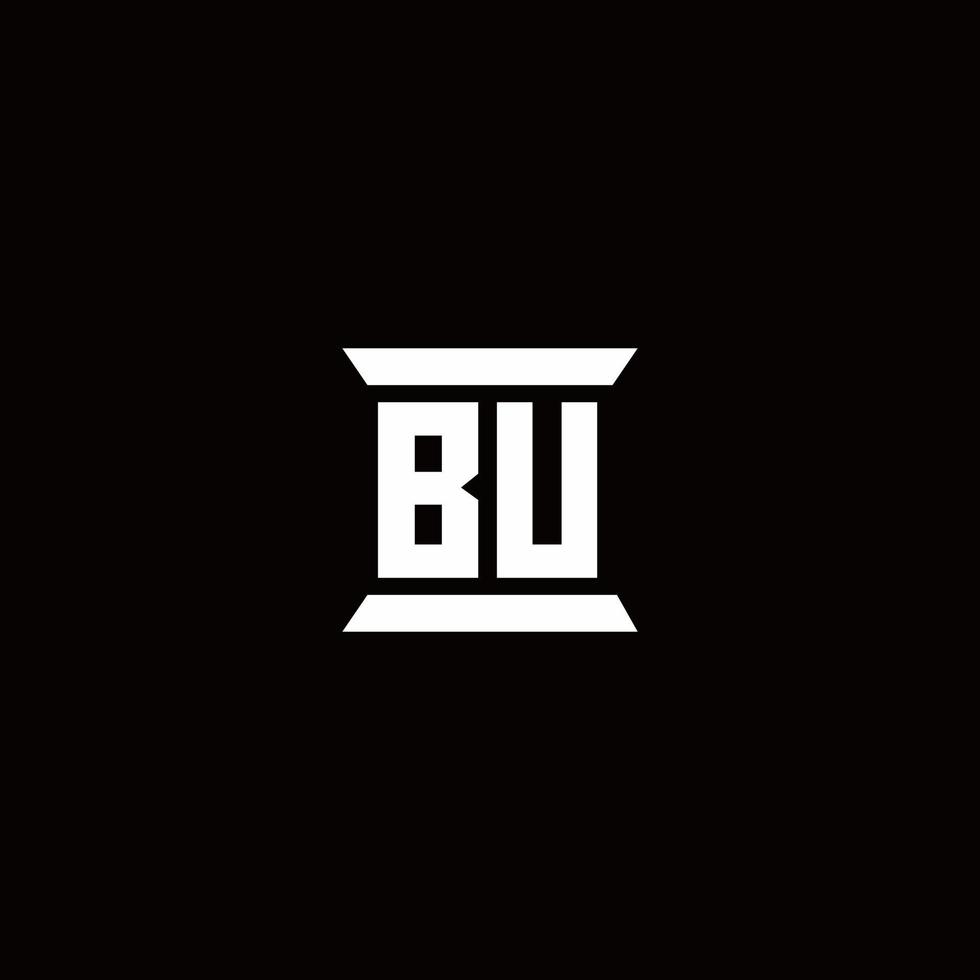 bu-Logo-Monogramm mit Säulenform-Design-Vorlage vektor