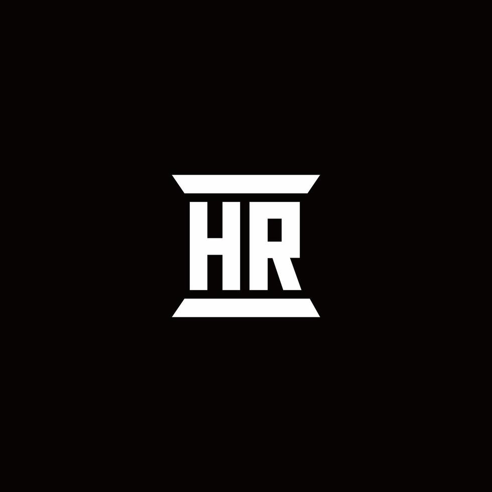 hr-Logo-Monogramm mit Säulenform-Design-Vorlage vektor