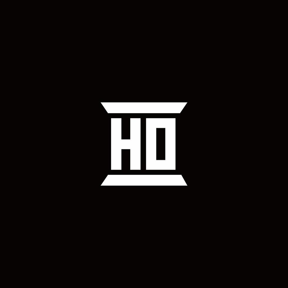 ho logotyp monogram med pelare form design mall vektor