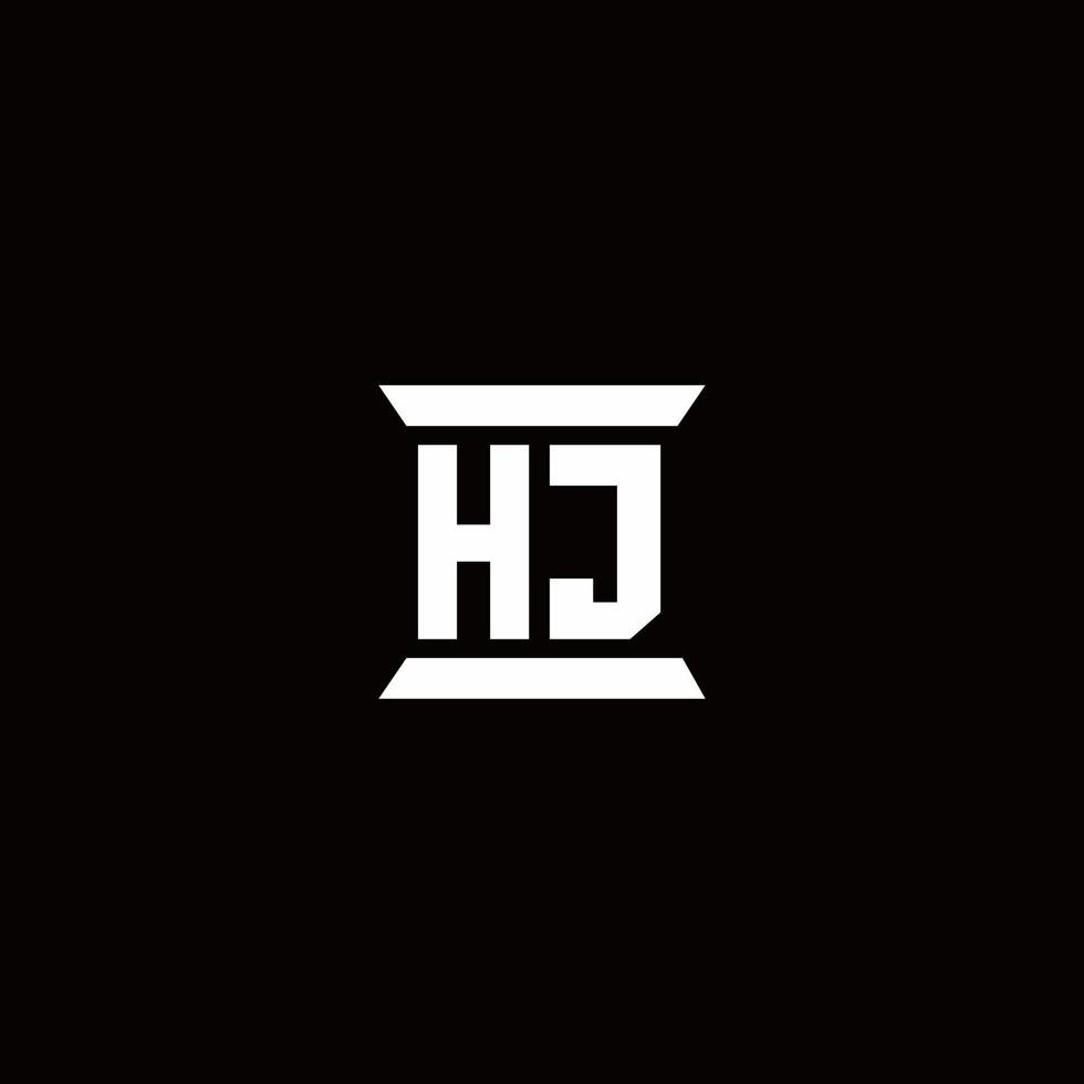 hj-Logo-Monogramm mit Säulenform-Design-Vorlage vektor