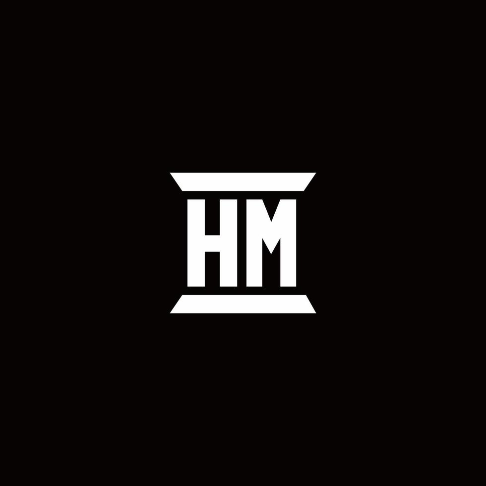 hm Logo-Monogramm mit Säulenform-Design-Vorlage vektor