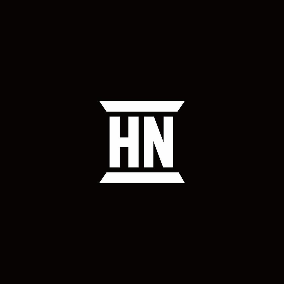 hn-Logo-Monogramm mit Säulenform-Design-Vorlage vektor