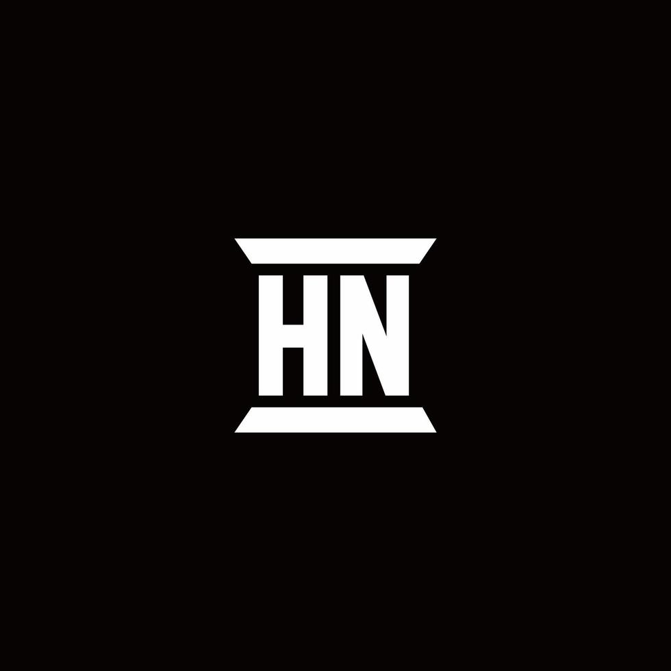 hn logotyp monogram med pelare form mallar vektor