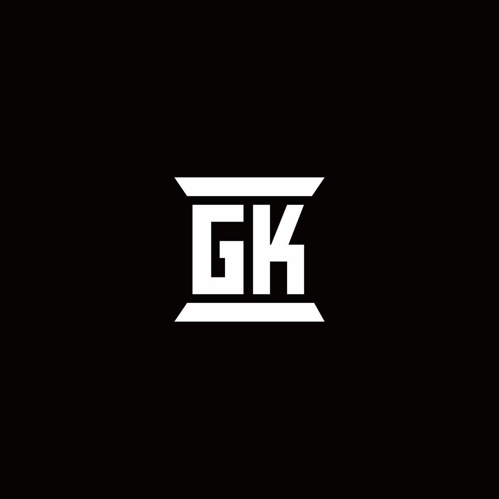 gk-Logo-Monogramm mit Säulenform-Design-Vorlage vektor