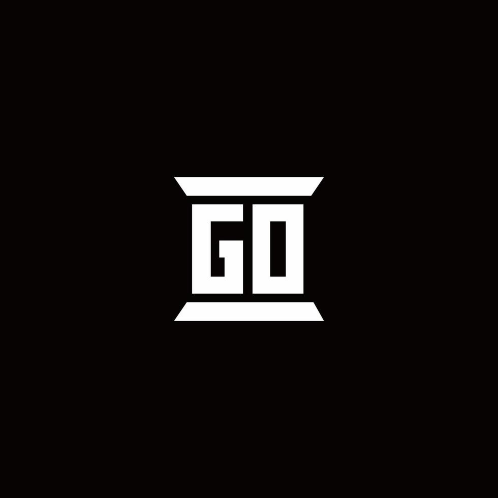 Go Logo-Monogramm mit Säulenform-Design-Vorlage vektor