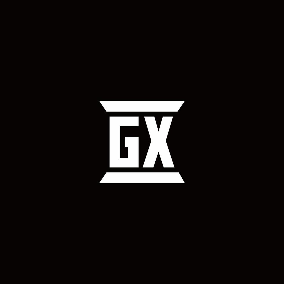 gx-Logo-Monogramm mit Säulenform-Design-Vorlage vektor