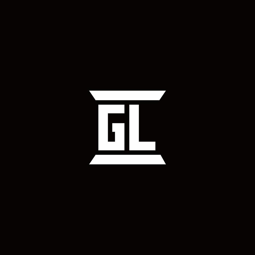 gl-Logo-Monogramm mit Säulenform-Design-Vorlage vektor