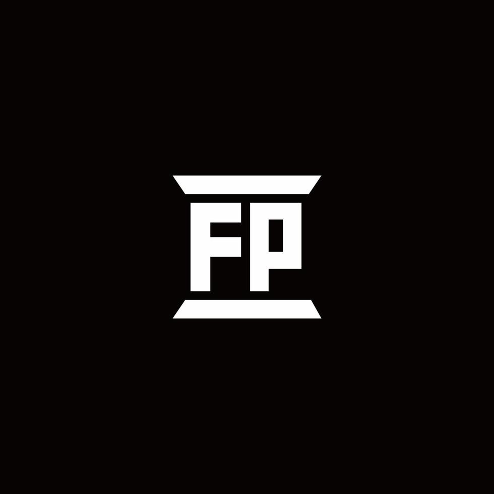 fp-Logo-Monogramm mit Säulenform-Design-Vorlage vektor