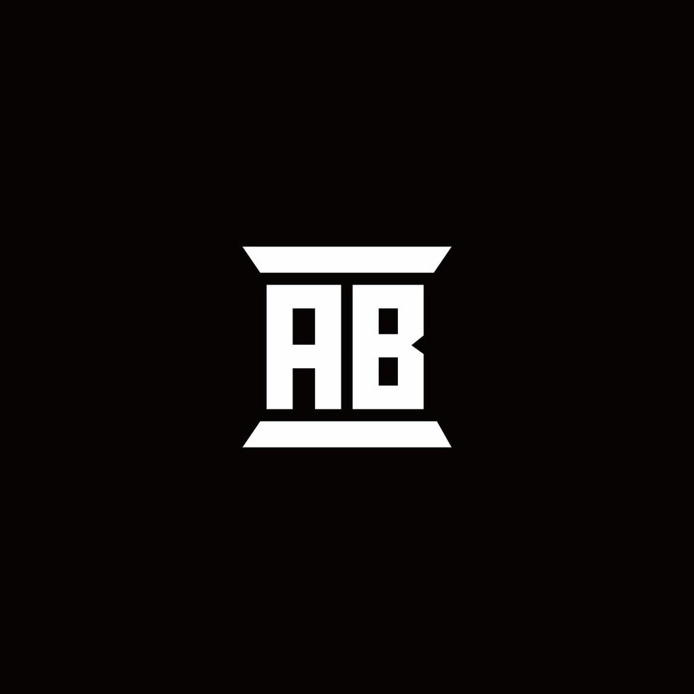 ab Logo-Monogramm mit Säulenform-Design-Vorlage vektor