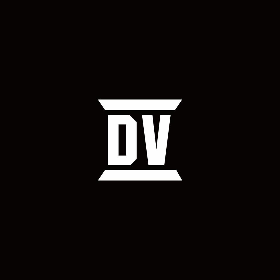 dv-logo-monogramm mit säulenform-design-vorlage vektor