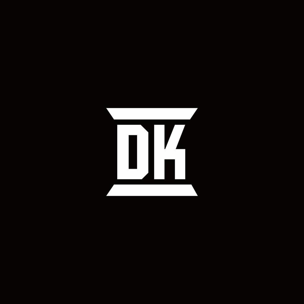 dk-Logo-Monogramm mit Säulenform-Design-Vorlage vektor