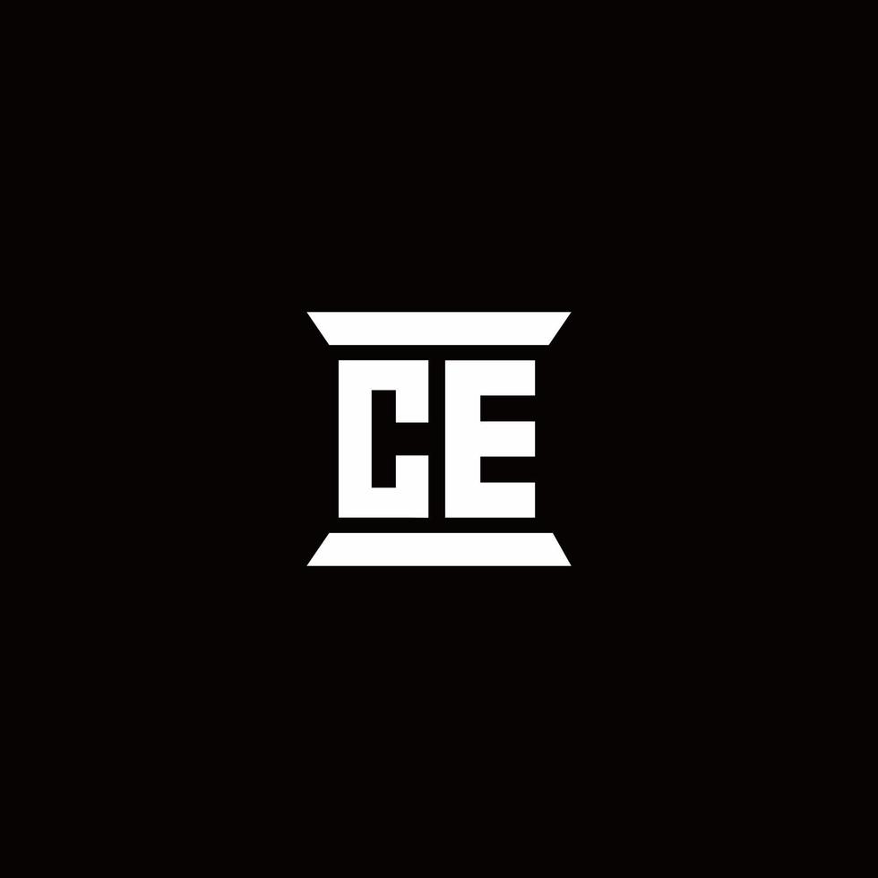 CE-Logo-Monogramm mit Säulenform-Designvorlage vektor