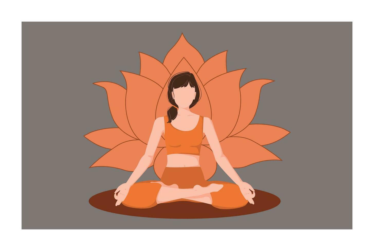 kvinna Sammanträde i en meditation placera. chakra meditation begrepp i röd färger. vektor illustration isolerat. buddhism esoterisk motiv. använda sig av för andlig, yoga, sport, social media, webb och design.