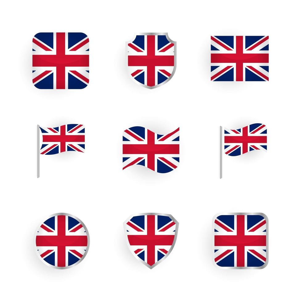 Storbritannien flagga ikoner set vektor