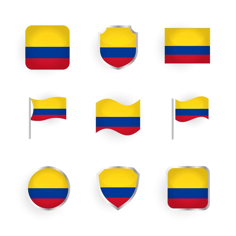 kolumbien flagge symbole gesetzt vektor